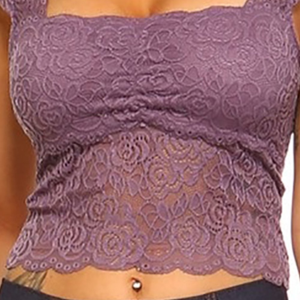 Short Sleeve Crop Top Bralette removable padding - Picture 4 of 4